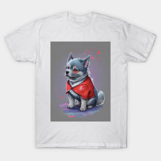 Watercolor Dog 3 - Japanese Retro Art T-Shirt